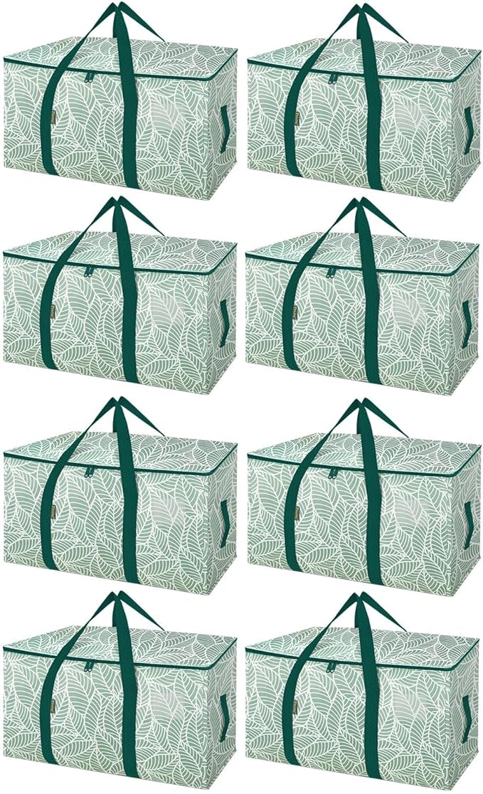BALEINE 8-Pack Oversized Moving Bags with Reinforced Handles, Heavy-Duty Storage Tote for Clothes, Moving Supplies (Antique Folidage, 8-Pack) by BALEINE