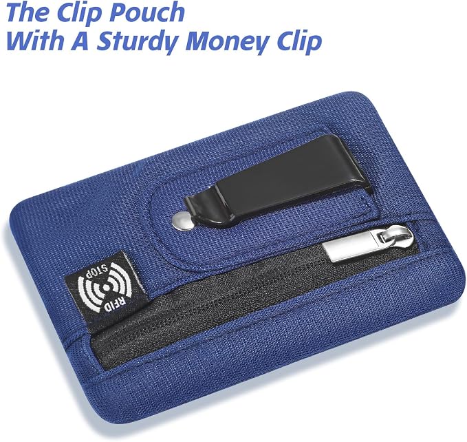 Money Clip, RFID Belt Wallet Travel Wallet Blocking Clip Pocket for Cards Pickpocket Hidden Clips Stash Credit Card Holder Compact Thin Anti-Theft for Traveling(Dark Blue) - Image 6
