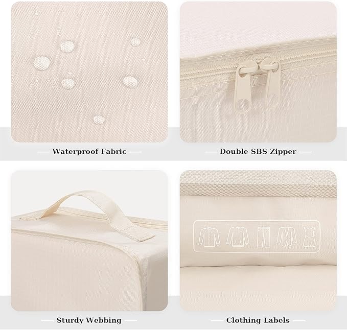 Mossio 6 Set Packing Cubes with Shoe Bag - Lightweight Travel Luggage Suitcase Organizers - Image 3