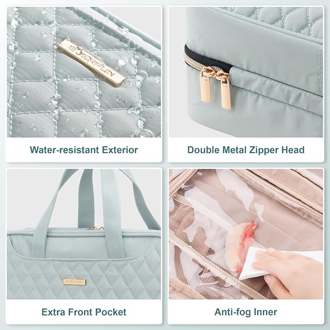 Everfun Travel Toiletry Bag with Hanging Hook and Leakproof Wet/Dry Compartments, Large Capacity Makeup Cosmetic Organizer for Women, 12x9x4.5 Inch, Mint Green - Image 7