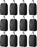 Travel Shoe Bags, Set of 12, Large Oxford Fabric Storage Bags with Zipper and Handle, Water-Resistant Pouches (Black) by Palmhomee