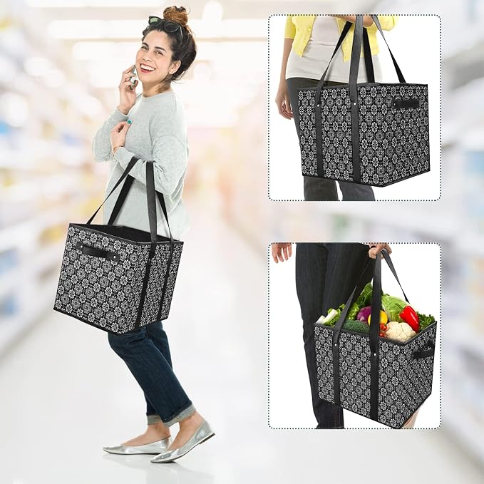 Reusable Grocery Bags 3 Pack, Foldable & Water Resistant Shopping Bags | Large Grocery Tote Bag Water Resistant Shopping Bags Foldable Grocery Bag for Clothes,Shoes and Picnic - Image 7