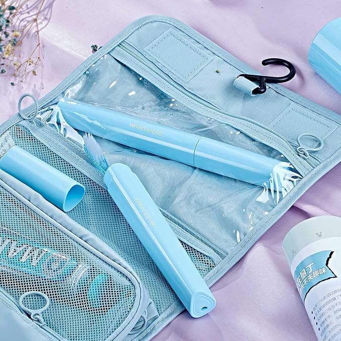 Travel Toothbrush Case Plastic Container Box Breathable Design with Air Hole More Toothbrush Tube for Home Daily Office Business Use (Light Blue) - Image 3