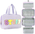 Hanging Toiletry Bag for Women Chenille Letter Travel Cosmetic Bag Fashion Stripes Water-resistant Makeup Bag for Store Toiletries Cosmetic Accessories Medium Purple by Unknown