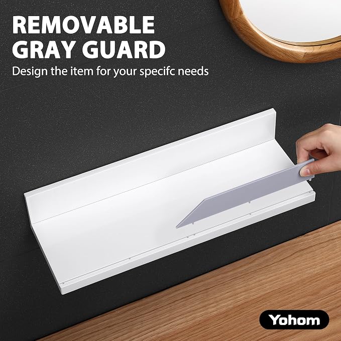 YOHOM Adhesive White Floating Shelves Bathroom Wall Organizer Shower Caddy No Drilling Display Ledge Shelf Rack for Home Decor 2PCS - Image 4