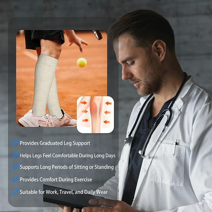 LEVSOX Cotton Compression Socks for Women&Men 20-30mmHg Knee High Cute Support Sock for Nurses Pregnancy Travel - Image 6