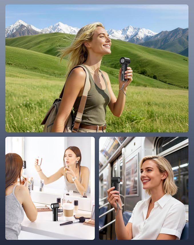 Portable Handheld Fan with Ice Cooler, Turbo Power 17800 RPM, Fast Charge, Digital Display, 100 Speeds Adjustable, Personal Fan Gifts for Women Makeup Travel Cruise Camping Outdoor, Black - Image 8