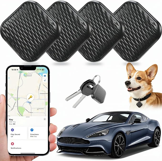 Mini GPS Tracker for Vehicles No Subscription, iOS Only, 2 Pack | Hidden Tracking Device, Car Tracker Work with Apple Find My, Vehicle Tracker with Audio for Kids, Dogs, Key, Luggage by MIUXGIO