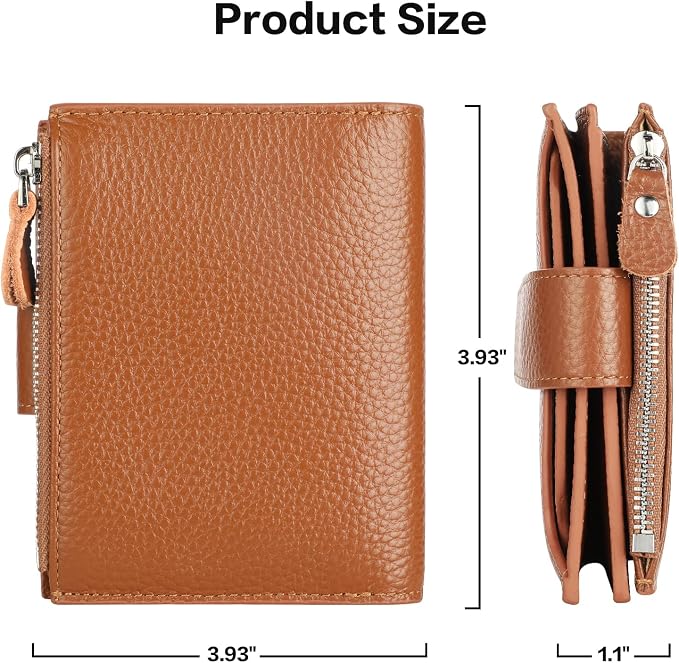 Small Compact Women Wallet RFID Blocking Genuine Leather Bifold Purse with ID Windows - Image 5