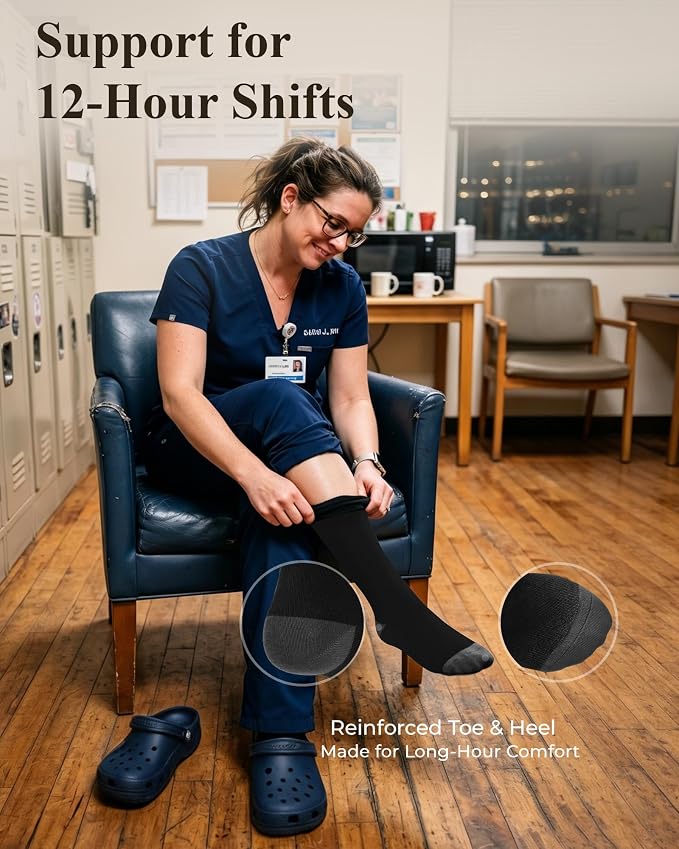 Compression Socks for Women 15-20 mmHg, Viscose from Bamboo, 3-Pair Knee High for Flying, Work & All-Day Comfort - Image 3