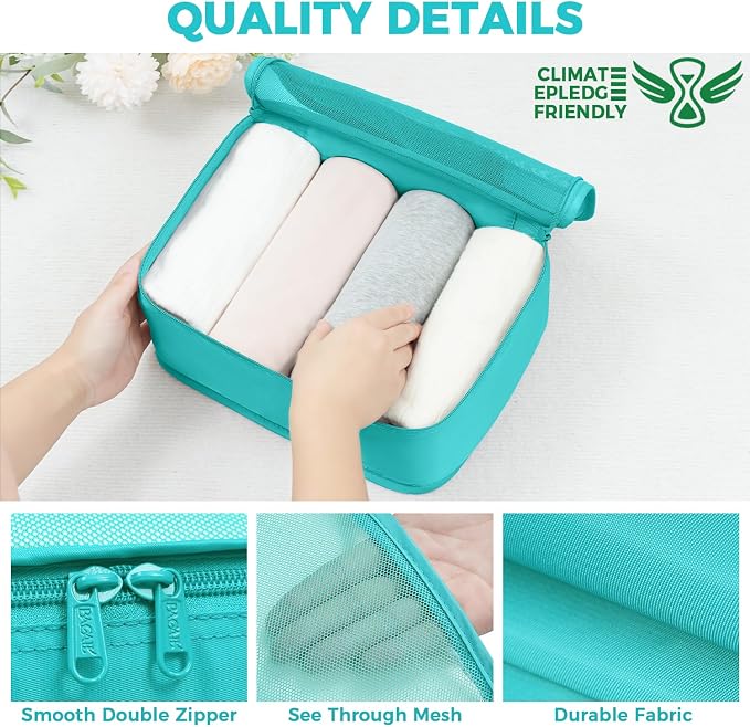 BAGAIL 9 Set Packing Cubes with Packing List Luggage Packing Organizers for Travel Accessories (Blue Green) - Image 7