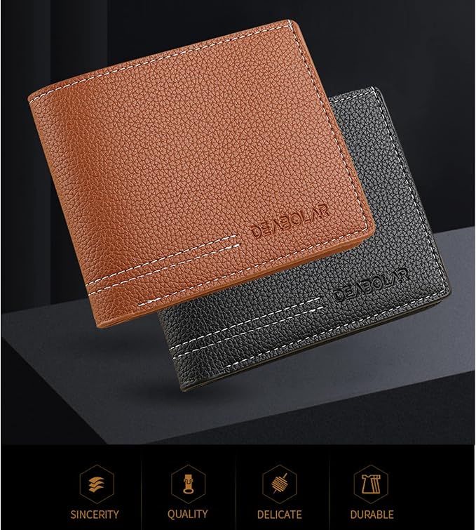 Men Wallet Black PU Material 4 Card Holder 2 Money Pockets 1 Clear Window Suitable for Gifts without RFID Slim Small for Traveling - Image 7