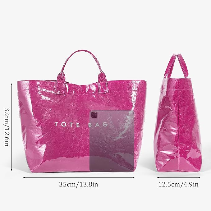 Lushandy PVC Tote Bag for Women Jelly Beach Bag Top Handle Hobo Handbag | Water-Resistant, Wipe Clean, Lightweight - Image 5