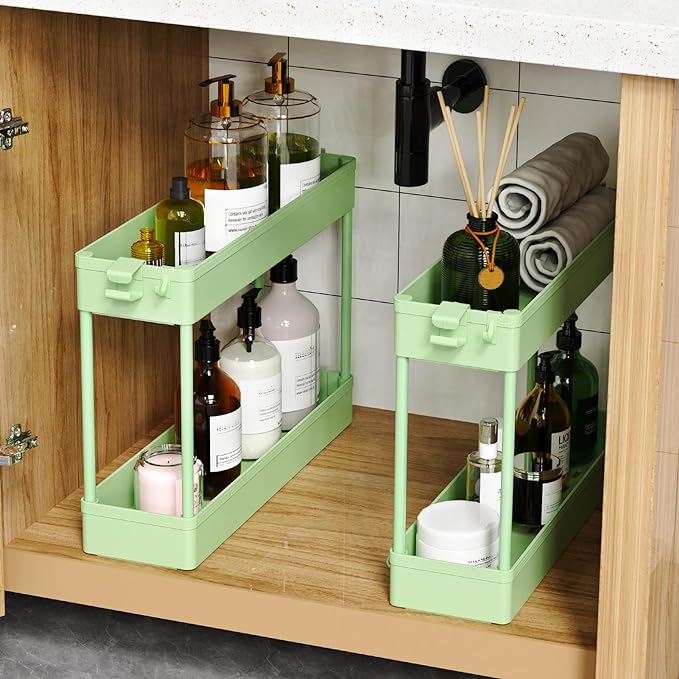 SPACEKEEPER Slim Rolling Storage Cart, 4 Tier Bathroom Cart Organizer,Green | Narrow Rolling Cart with Wheels for Kitchen Office Bathroom Laundry Room,Mobile Utility Cart for Craft Art Makeup Nail Polish - Image 5