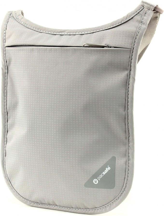 Pacsafe Coversafe V75 Anti-Theft RFID Blocking Passport Holder & Neck Pouch/Wallet - Fits up to Four Passports (or iPhone X) plus Credit Cards, for Women & Men (Neutral Grey) by Pacsafe