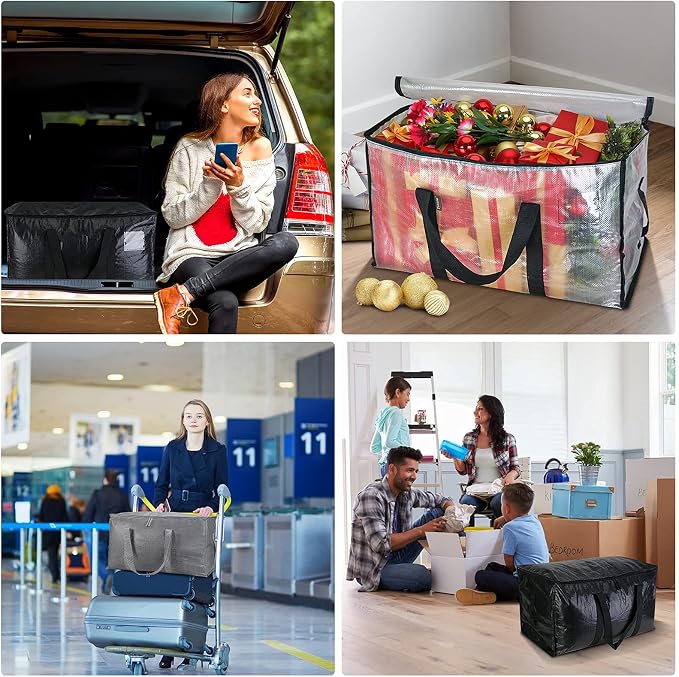 BALEINE 2-Pack Oversized Moving Bags with Reinforced Handles, Heavy-Duty Storage Tote for Clothes, Moving Supplies (Black, 2-Pack) - Image 3