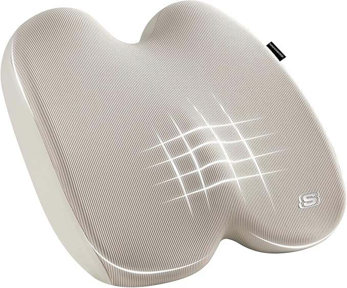 Skechers Seat Cushion, Ergonomic Memory Foam Cushion for Long Sitting Hours on Office & Home Chair, Car Seat Cushion for Sciatica, Coccyx Cushion,Beige by Unknown