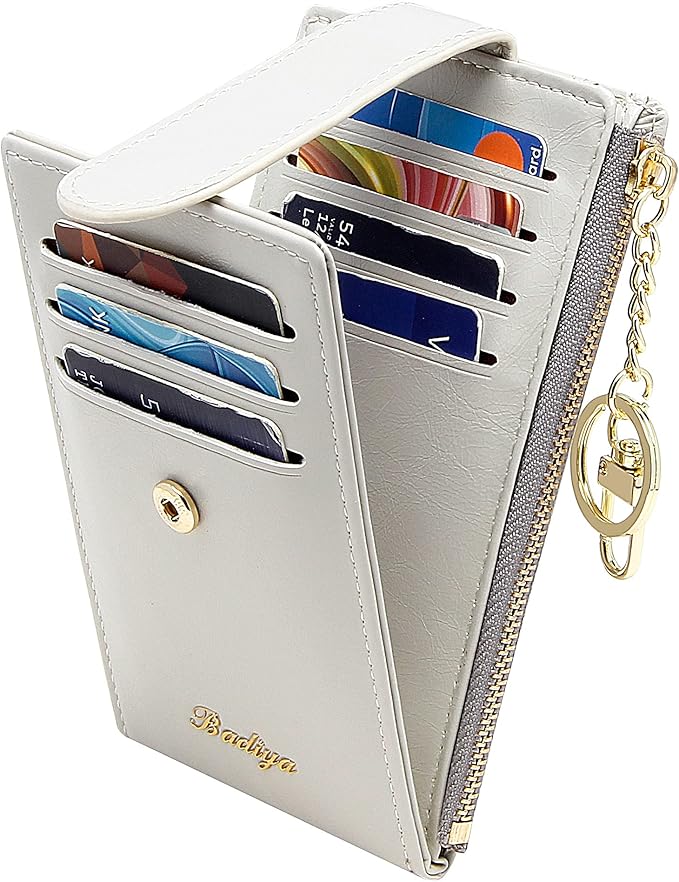 Badiya Slim Women Wallet RFID Blocking Bifold Compact 9 Card Slots Holder Wallets Soft Leather with Zipper Coin Pocket 2 ID Window by Badiya