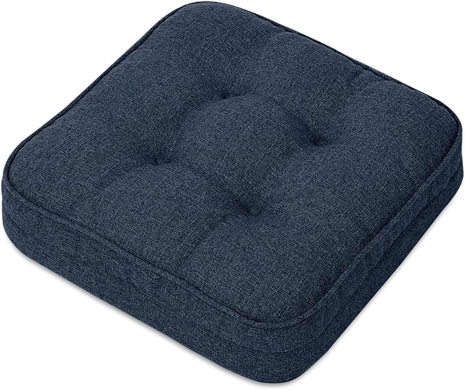 GOFORIT Memory Foam Cushion，Square Seat Cushions for Dining Chairs,Non-Slip Chair Pads with Removable Cover, 16'' x 16'', Dark Blue by Unknown