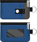 Minimalist RFID Blocking Small Wallet with ID Window,WaterResistant Zip Id Case Wallet with Lanyard Keychain for Cards,Cash,Travel,Women,Men (Electric Blue/DarkGrey) by CCUMI