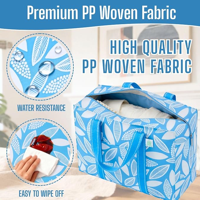 VENO 4 Pack Utility Tote Reusable Grocery Bags with Zipper & Hard Bottom | Heavy Duty Foldable Water-Resistant Shopping Bags for Summer Beach, Pool, Picnic & Travel Carry-on (Spring Breeze, 4 Pack) - Image 8