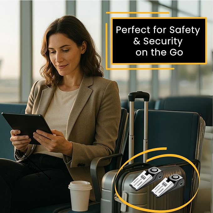 Portable Door Lock + Door Stop Alarm Set – Travel Safety Kit for Hotel Rooms, Home, Dorms & Apartments – (Black, Lock + Alarm) - Image 9