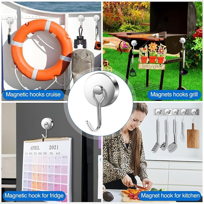 LOVIMAG Swivel Magnetic Hooks, 120LBS, Pack of 8 | Cruise Cabin Ship Essentials 2026, Heavy Duty Magnets for Refrigerator, Classroom, Kitchen, Hanging Mug - Image 5