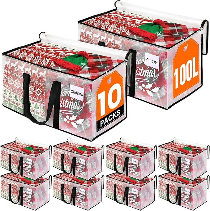 RoomHacks Moving Bags, Heavy Duty Large Storage Bags, 100L, 10 Pack, Clear | Packing Bags with Handles & Zippers, Storage Totes for college dorm move & Home Organization, Alternative to Moving Box by RoomHacks