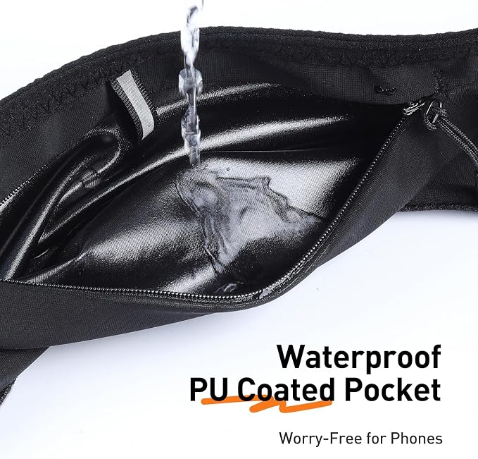 AGPTEK Slim Running Belt with Waterproof Phone Pocket for Women & Men | Hook & Loop Design,Breathable and Reflective for Jogging, Workout and Running, M - Image 3