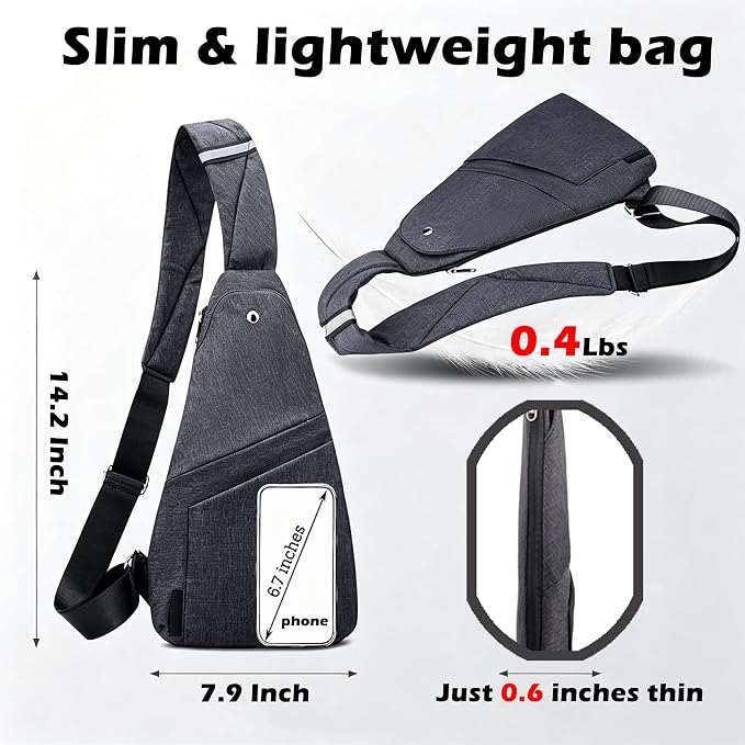Slim Anti Theft Sling Bag Small Travel Pack Pickpocket Proof Crossbody Bag | Anti Theft One Shoulder Bag Flat Anti Pickpocket Bag Travel Pouch Passport Bag Secure Purses for Men Women lightweight - Image 3