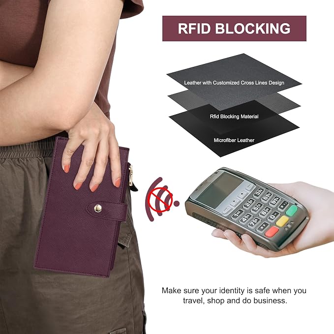 Travelambo RFID Wallet Women Large Size Bifold Multi Card Wallet Case with Zipper Pocke Credit Card Holder for Women - Image 4