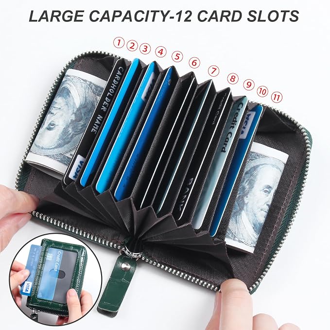 Credit Card Wallet, RFID Card Case Wallet, Zipper Card Cases Holder for Men Women, RFID Blocking, KeyChain Wallet, Compact Size Card Organizer Case for Women - Image 4
