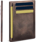Travelambo 100% Genuine Leather Wallet for Men and Women, Slim Minimalist RFID Blocking Front Pocket Credit Card Holder with Gift Box(Galaxy Coffee) by Travelambo