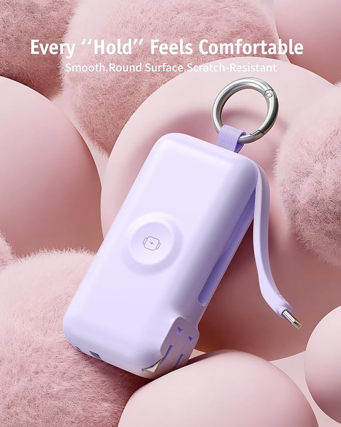 RORRY Flow Portable Charger 10000mAh 40W Wall Plug Power Bank Battery Pack | Built-in USB-C Cable, Keychain Design, Fast Charging, for iPhone 17/16/15, Apple Watch, iPad, 3-in-1, Travel Essential - Image 8