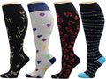 Dr. Motion 4 Pairs Women's Plus Size Wide Calf Compression Knee High Socks Graduated Support by Dr.+Motion