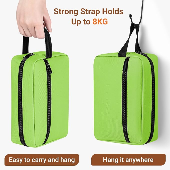Elviros Travel Toiletry Bag for Women and Men,Lightweight Makeup Bag Hanging Dopp Kit with Shaving Compartment Cosmetic Organizer Small Tool Bag Travel Essentials,Gifts for Men & Women(Neon Green) - Image 4