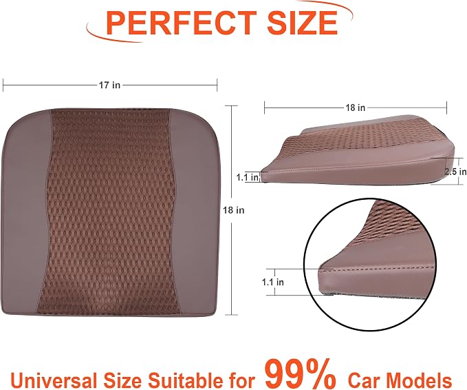 Lofty Aim Car Seat Cushion, Memory Foam Car Seat Cushions for Long Driving | Comfy Car Seat Pillow for Pain Relief, Driver Seat Cushion Adds Height, Butt Cushion for Car, Office Chair, 4D Mesh Brown - Image 7