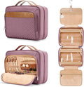 Travel Hanging Toiletry Bag for Women, Extra Large Makeup Bag, Holds Full-Size Shampoo, with Jewelry Organizer Compartment, Waterproof Cosmetic Bag, Toiletries Kit Set with Trolley Belt, Dark Purple by COOSKY