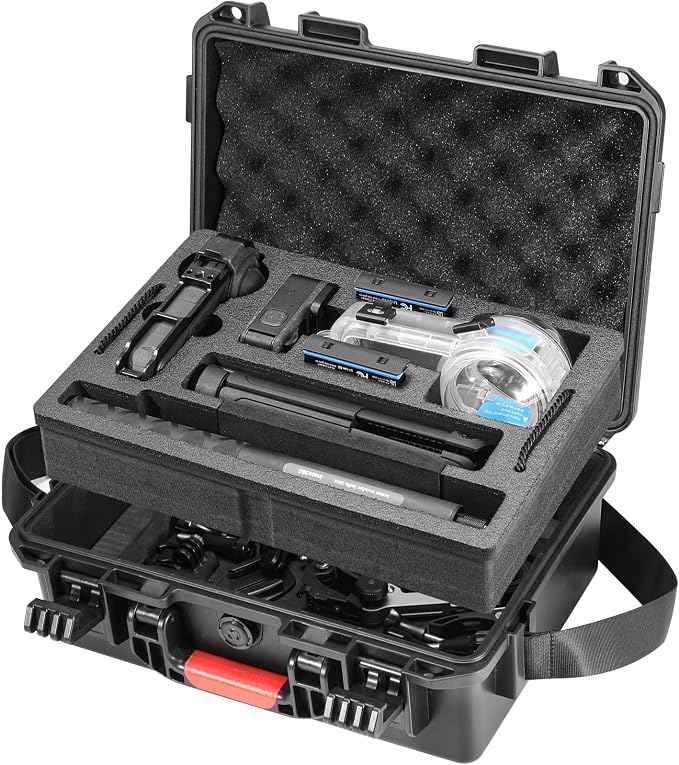 AMAZEAR Hard Case for Insta360 X5 X4 Air Accessories, Insta 360 X5 Waterproof Protective Carrying Case with Shoulder Strap for Diving Kit, Bullet Time Handle 2.0, Selfie Stick with Tripod, Black by YourProPhotoGear