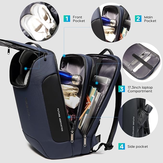 BANGE Laptop Backpack for 17.3Inch Notebook,Waterproof Travel Backpacks,High Tech Backpack with Water Bottle, Business Backpacks for Men and Women - Image 3