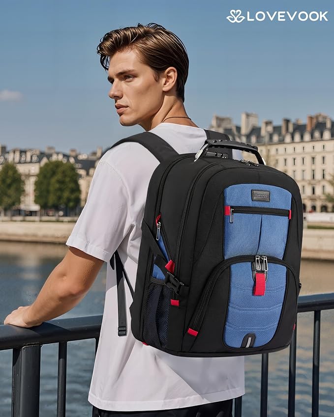LOVEVOOK Large Laptop Backpack for Men,17.3Inch Heavy Duty Travel Backpack | TSA-Friendly with Anti-Theft,Carry On Flight Approved,College Work Bookbag,Water Resistant Business Backpack for Men Women - Image 2