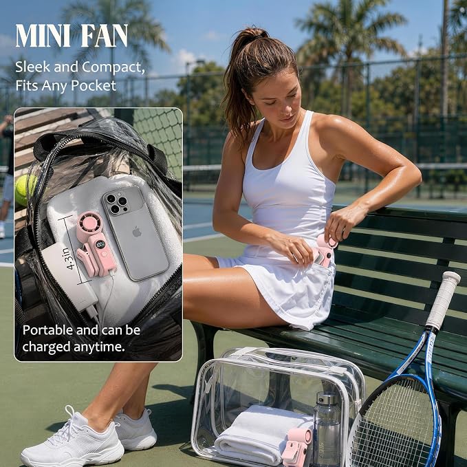 AeroVibes Portable Handheld & Clip-On Fan, 4 Speeds,Mini Fan | Handheld/clip on fan for travel, office, outdoor, stroller ,4 Speeds, USB-C, LED Power Display, 0.26lb, for Women Girl Gift - Image 5