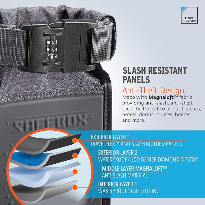 Lewis N. Clark Safebox Portable Safe with Anti Theft Combination Lock and Slash Resistant Material to Protect Wallet, iPhone and Valuables at the Beach, Pool, Camping + Hotel, Small (Pack of 12) - Image 3