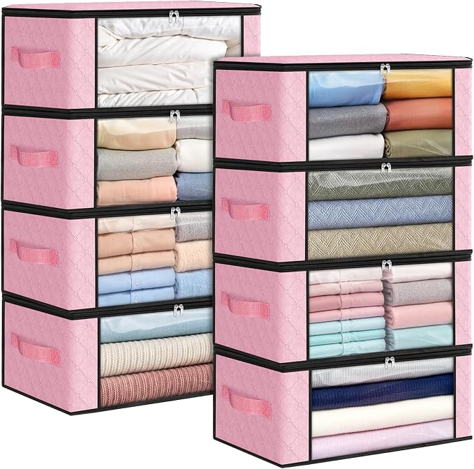 35L Closet Organizers, Foldable Under Bed Storage Containers | Storage Bags with Zippers,Window and Handles for Organizing Bedroom, Closet, Clothing,Organization with Handle by Fabtotes