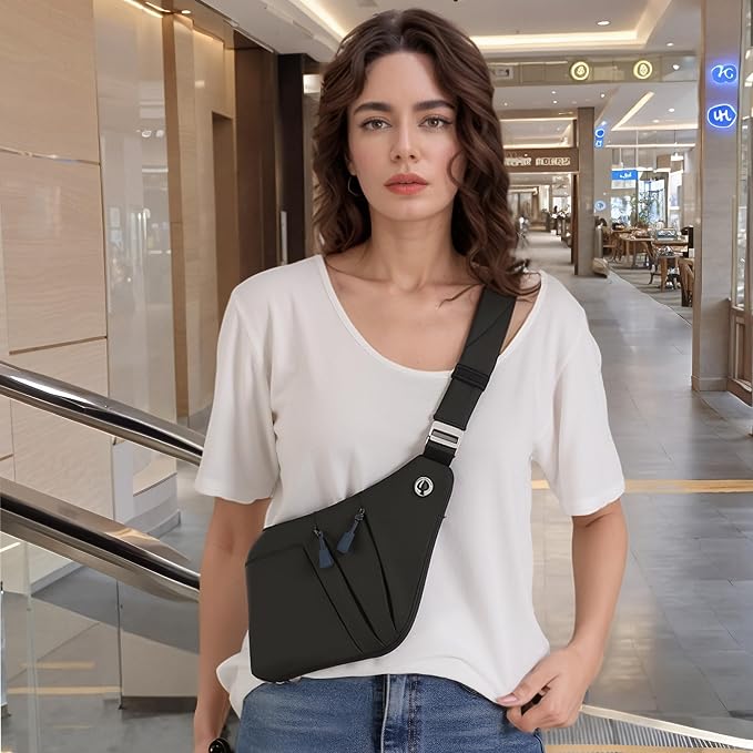 Anti Theft Crossbody Bags for Women Men, Multi-Pocket Shoulder Bag, Slim Sling Bags with 2 RFID Blocking Card - Image 2