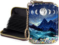 Credit Card Holder for Women,Small Rfid Wallet with Keychain Zipper,Cute PU Leather Card Case Wallet，Accordion Credit Card Wallets Gift,Moon Mountains by Unknown
