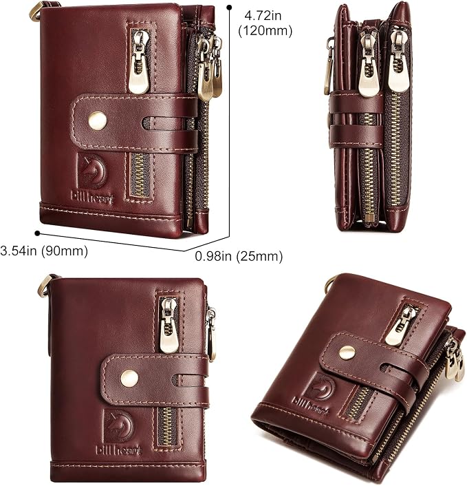 Chain wallets for men, Genuine Leather Biker Wallet with RFID Blocking Brown Color with Chain… - Image 7