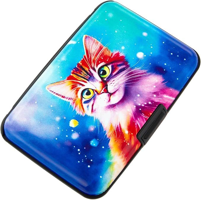 Credit Card Holder for Women Men RFID Blocking Wallet Small Business Metal Slim Mini Aluminum Hard Case (Orange Cat) by Kaabao