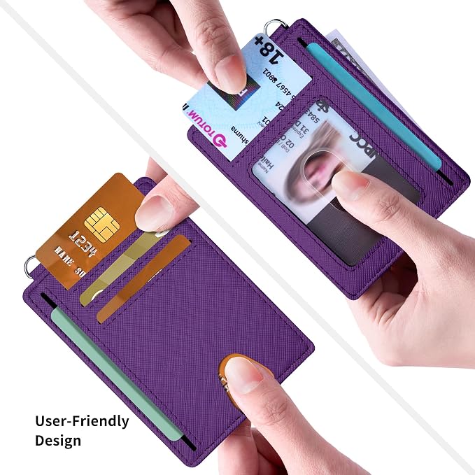 Mayski Slim Wallet, Credit Card Holder for Women, Minimalist Front Pocket RFID Blocking Card Cases, Small Wallet Women Men(Cross Deep Purple) - Image 3