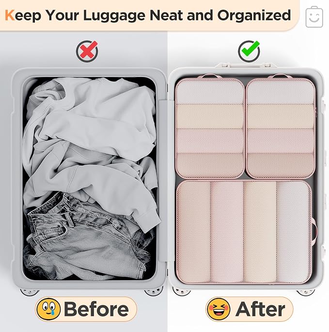 Veken 6/9/11 Set Compression Packing Cubes Garment Bags for Travel Essentials,Compressible Expandable Luggage Organizer Bags for Clothing,Space Saver Bags with Over 1000 pcs of Mesh Holes(Beige) - Image 6